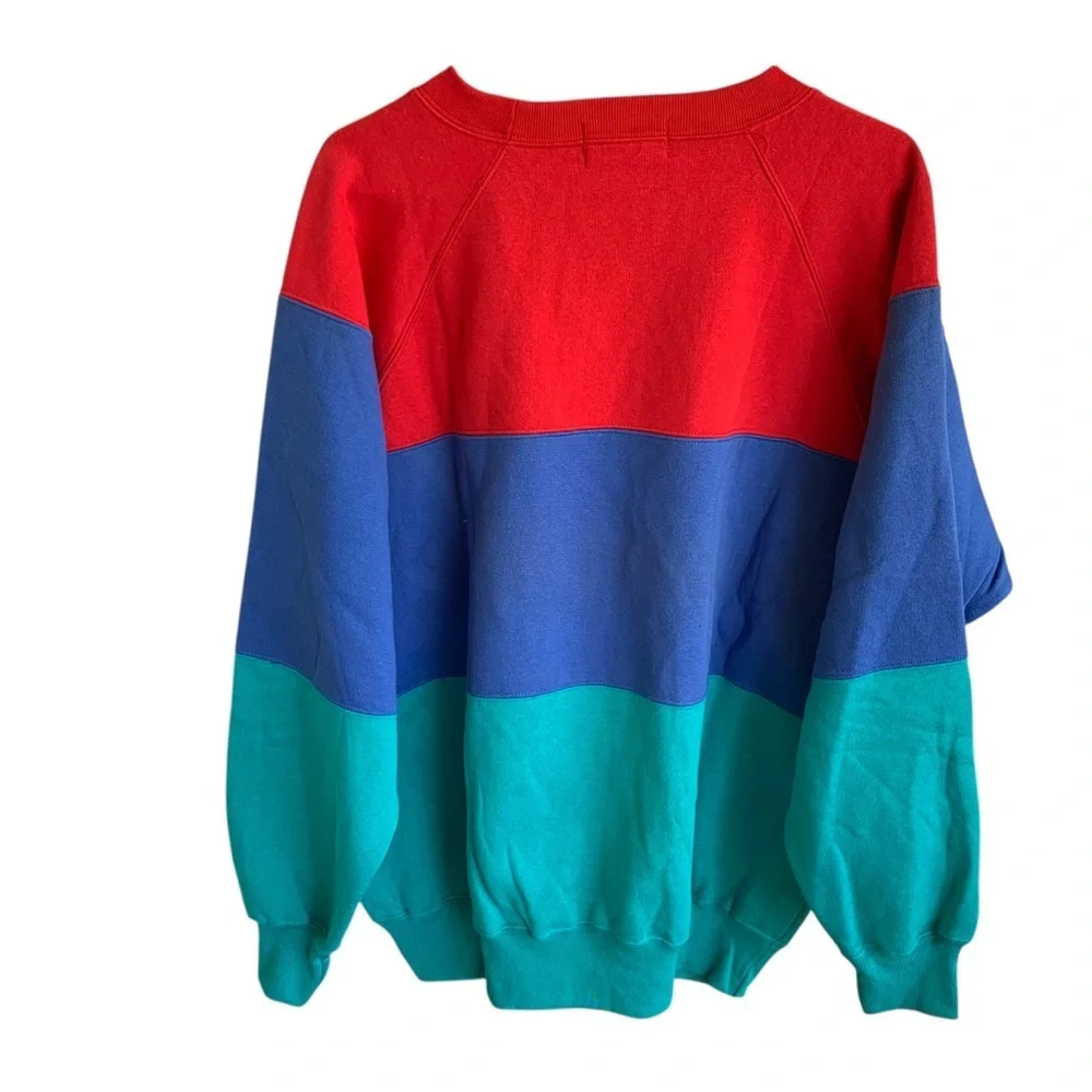 Vintage Eddie Bauer Colorblock Crewneck Sweatshirt Adult XL Mens 90s Sweater - Picture 3 of 7